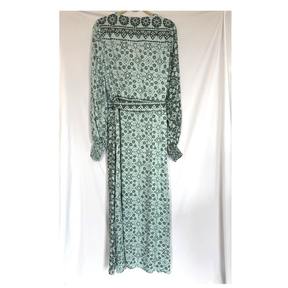 NWT Anthropologie Omika Wrap Maxi Dress, Aqua Green Motif XL - Picture 6 of 7